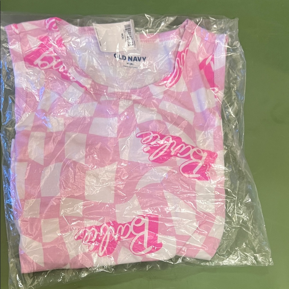 Old Navy Pink and White Checkered Kids Tee